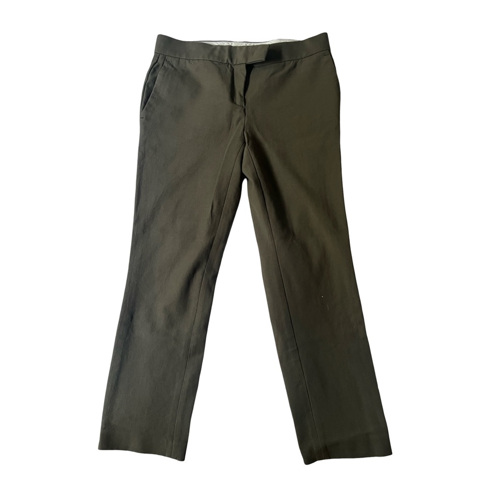 Ann Taylor Petite Green Ankle-Length Cotton Cropped Pants with Minimalist Style